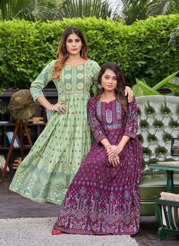 Akansha Vol 1 By Rangjyot Rayon Anarkali Kurtis Catalog